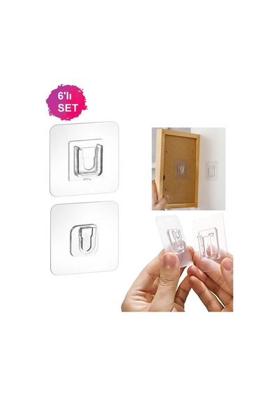 Geçmeli Kendinden Yapışkanlı Klips Eşya Sabitleme Askısı 6lı Set Plastik Beyaz Tr Diğer