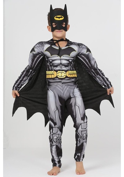 Lolliboomkids Yeni Sezon Sevilen Karakter Yarasa Adam / Batman Süper Kahraman Kaslı Kostüm Siyah Lolliboomkids Yeni Sezon Sevilen Karakter Yarasa Adam / Batman Süper Kahraman Kaslı Kostüm Siyah