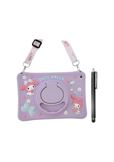 Ennar Honor Pad X9 11.5 İnç Cute Dolls Askılı Standlı Tablet Kılıfı+tablet Kalemi Arka Kapak