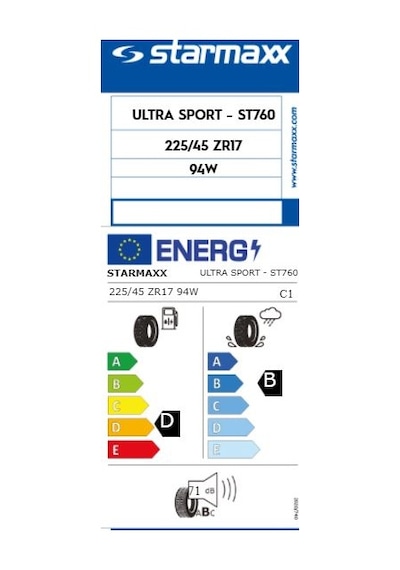 Starmaxx 225/45 R17 94W Reinf. Ultra Sport ST760 Yaz  Lastiği 2023