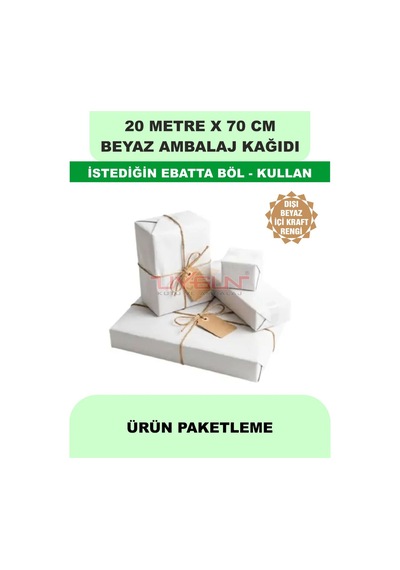 70 Cm X 20 Metre Bobin Beyaz Ambalaj Kağıdı Çift Yönlü, Ev Eşyası, Çeyiz, Hediye, Ürün Paketleme 20 Adet
