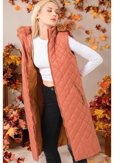 Z6718 Dewberry Bayan Yelek-camel CAMEL
