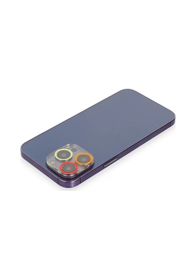 Newface Apple İphone 13 Pro Max Renkli Kamera Lens Koruma Cam - Turuncu-kırmızı