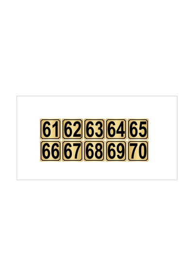 Metal Kapı,masa,dolap Numarası 4cmx4cm 10 Adet (61…70) Altın Renk Metal