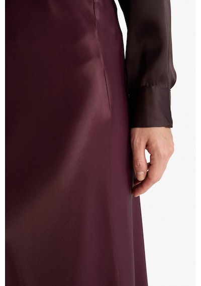 Defacto A Kesim Normal Bel Saten Midi Bordo Kadın Etek B1867ax/br234 Bordo