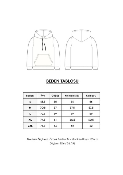 Medinenur Studio Baskılı Unisex Kanguru Cepli Kapüşonlu Sweatshirt Hoodie Sweat Grı