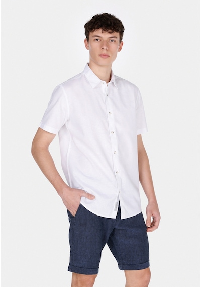Colin's Colins Comfort Fit Shirt Neck Düz Erkek Beyaz Kısa Kol Gömlek Cl1074069 Q1.v1 Wht Beyaz