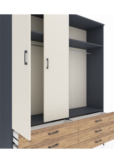 Hyperion Gardrop 4 Raflı 6 Çekmeceli 2 Askılı 176x44x221 Antrasit-aytaşı/çam Aytaşı/çam Hyperion Gardrop 4 Raflı 6 Çekmeceli 2 Askılı 176x44x221 Antrasit-aytaşı/çam Aytaşı/çam