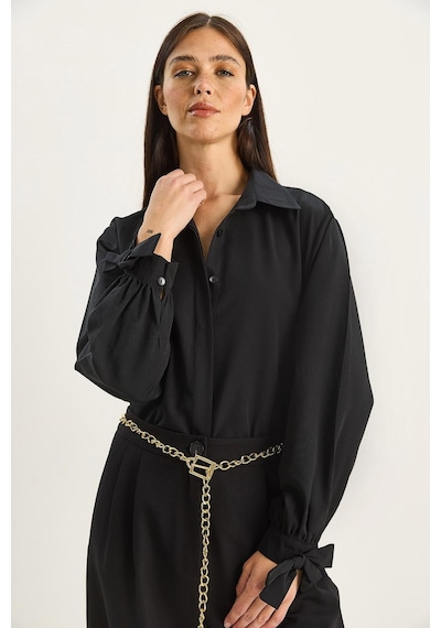 Shade Kadın Manşet Detaylı Poplin Gömlek 2153 60283763 - Siyah