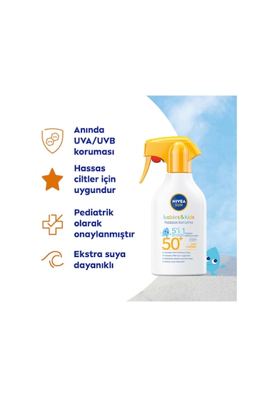 Nivea Sun Güneş Trigger Sprey Çocuk Hassas Gkf 50+ 270 Ml