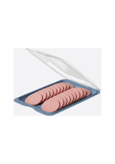 Gıda Saklama Kabı &şeffaf Kapaklı Sığ Şarküteri Saklama Kabı, Buzdolabı Kahvaltılık Peynir Salam Kabı, 35 X 250 X 170 Mm Bpa Free Mavi - 934476259 Mavi