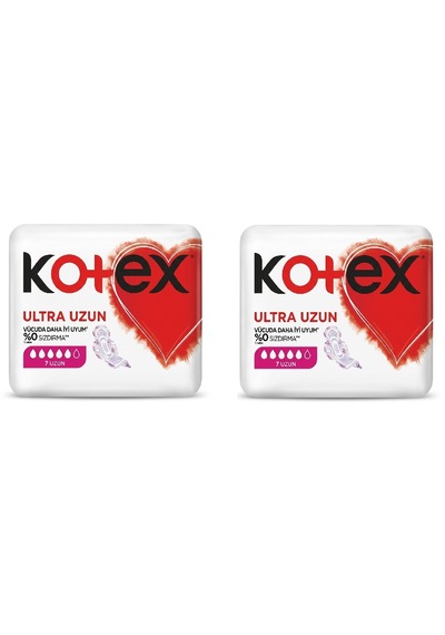 Kotex Ultra Uzun Kanatlı Hijyenik Gece Pedi 7'li X 2 Paket