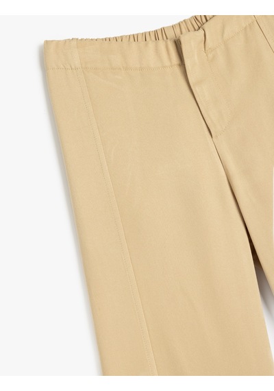 Koton Bol Paça Viskon Kumaş Basic Pantolon Bej 5wkg40090aw Ekru