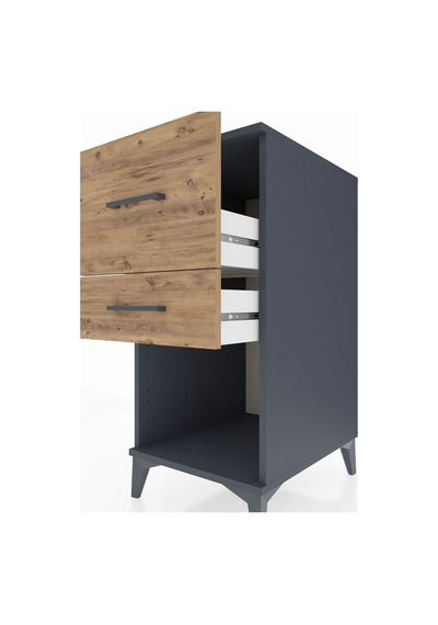 Kronos Komodin 2 Çekmeceli 44x59x96 Antrasit-çam Antrasit