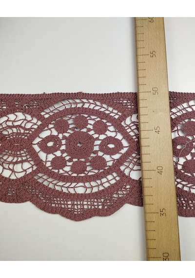 Mürdüm Renk Pamuk Dantel En: 16cm-11072 Krem