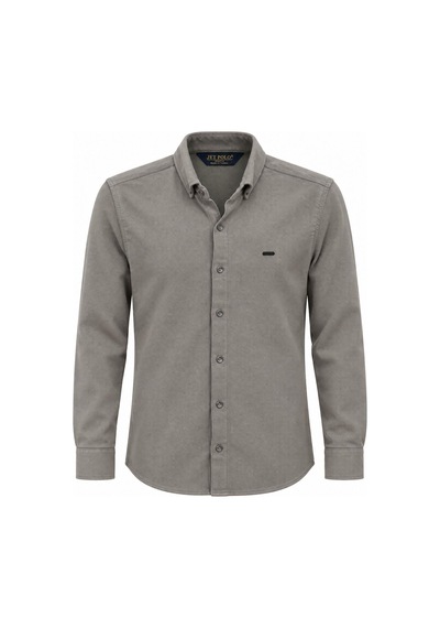 Classics Men Jet Polo Uzun Kol Slim Fit Erkek Örme Gömlek - 7778 Gri
