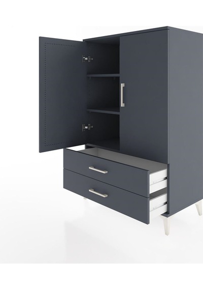 Hyperion Dolap 3 Raflı 2 Çekmeceli 2 Kapaklı 88x44x134 Antrasit-antrasit Antrasit