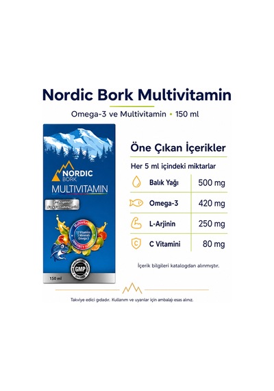 Nordic Bork Omega-3 Ve Multivitamin Sıvı Takviye 150 Ml