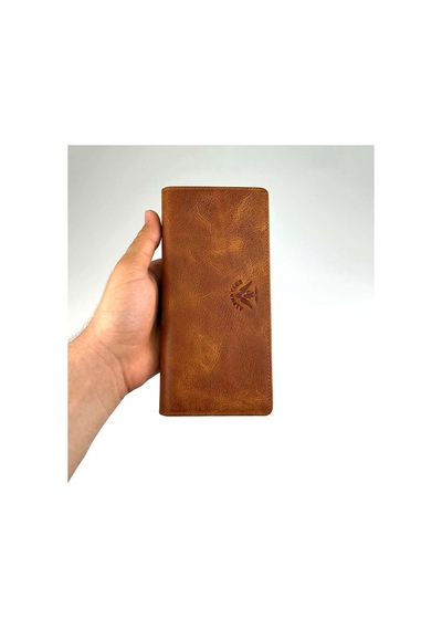 Alphaclub Bag Erkek Hakiki Deri Taba Telefon Bölmeli Uzun Cüzdan Ve Kartlık