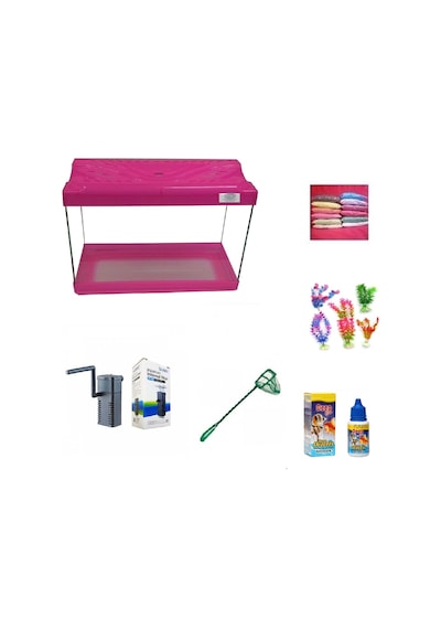 Kanki Pet 30 Cm Akvaryum Hazır Set 3018 Pembe