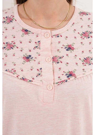 Mecit Pijama Mecit 6320 Pudra Büyük Beden Kadın Sabahlık Pijama Gecelik Set Pudra