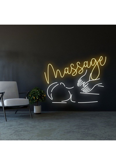 Massage Yazılı Ve Şekilli Neon Tabela Sarı