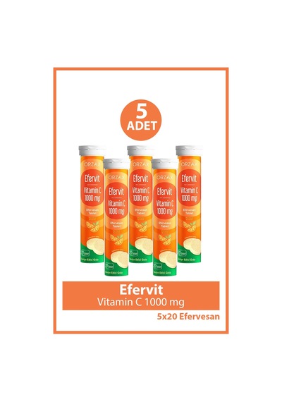 Efervit Vitamin C 1000 Mg 20 Efervesan Tablet 5 Adet