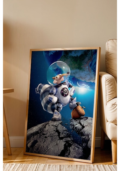 Buz Devri Scrat Astronot Uzay Temalı Çerçeveli Tablo - Lüks Çocuk Odası Galaksi Duvar Dekoru Poster Kayın Buz Devri Scrat Astronot Uzay Temalı Çerçeveli Tablo - Lüks Çocuk Odası Galaksi Duvar Dekoru Poster Kayın