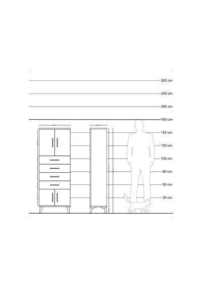 Arges Dolap 2 Raflı 4 Çekmeceli 4 Kapaklı 60x30x163 Aytaşı-çam Aytaşı