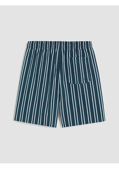 Lcw Swımwear Petrol Kısa Boy Çizgili Erkek Deniz Şortu