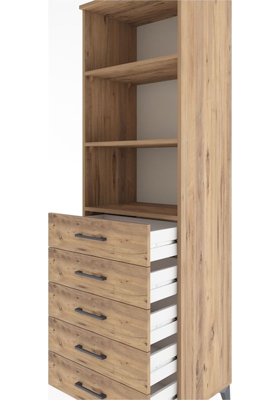 Hyperion Dolap 3 Raflı 5 Çekmeceli 60x44x195 Çam-çam Çam