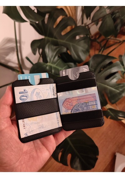Prava Deri Suni Deri Basic Unisex Kredi Kartlık Siyah
