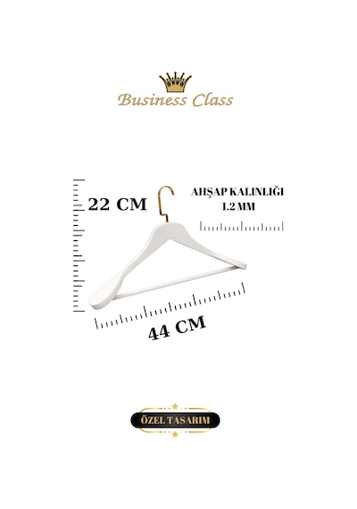 Takım Elbise Askısı Business Class 44 Cm İtalyan Kanca Masif Ahşap Ceket Palto Askısı 10 Adet Diğer