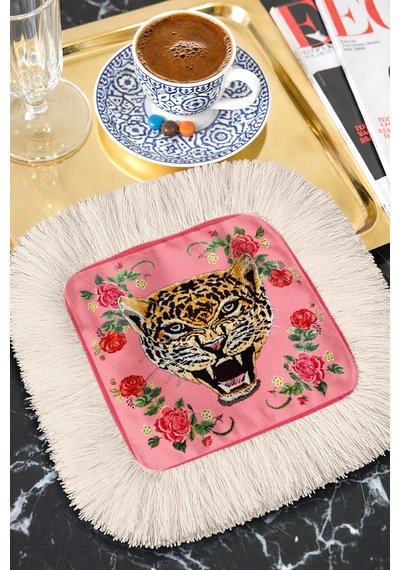 Leopar Çiçek Motifli Saçaklı Servis Kokteyl Peçetesi - Canlı Bohem Pembe Krem Bardak Altlığı Mendil Tozlu Toprak Kestane Leopar Çiçek Motifli Saçaklı Servis Kokteyl Peçetesi - Canlı Bohem Pembe Krem Bardak Altlığı Mendil Tozlu Toprak Kestane
