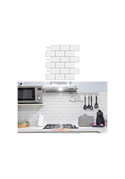 Technosmart 3d Kendinden Yapışkanlı 30 30cm Kaplama Seramik Görünüm Beyaz Duvar Sticker Mutfak Banyo