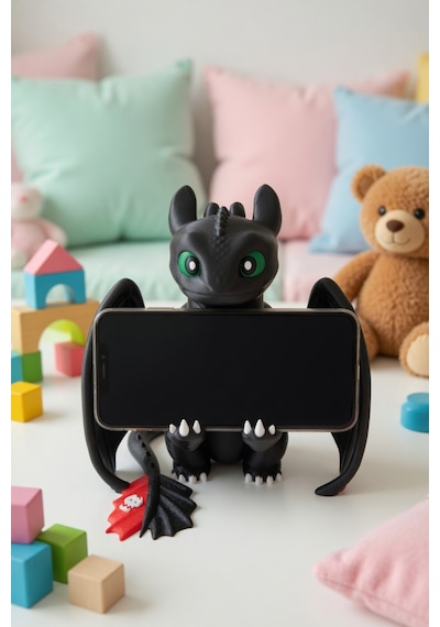 Ejderhanı Nasıl Eğitirsin Toothless Figür Telefon Ve Gamepad Tutucu Mat Dokulu Oyuncu Masa Standı lik Obje 20x20 Cm