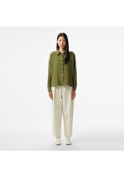 Nautica Kadın Yeşil Oversize Fit Gömlek Düz 55w072t Yeşil
