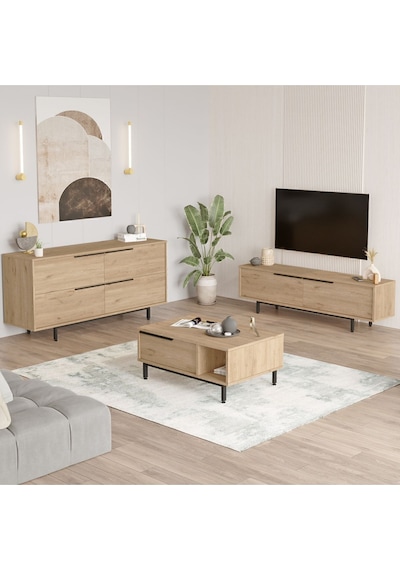 Bohem Tv Ünitesi Orta Sehpa Konsol 3'lü Set Sepet Boh20-s Kahverengi