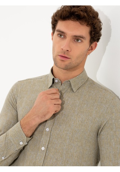 Cacharel Hardal Slim Fit Uzun Kollu Gömlek Sarı