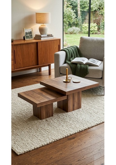 Most Marmoris %100 Mdf Orta Sehpa Set Evinize Teslim Ceviz