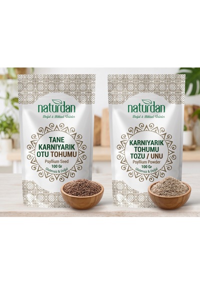 200 Gr Psyllium Seti : 100 Gr Tane Karnıyarık Otu Tohumu Ve 100 Gr Karnıyarık Tohumu Unu / Tozu / Gl