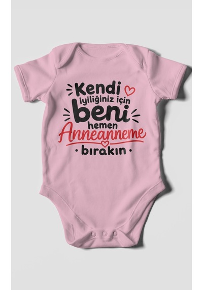 Morivokids Anneanneye Özel Kısa Kollu Bebek Body %100 Pamuk Zbn284-kk Koyu Pembe