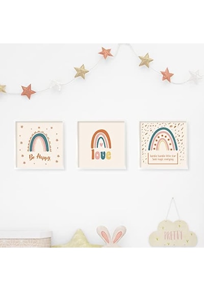 Bebek Odası İçin Minimal Tasarımlı Çerçeve 3'lü 20x20 Cm Açık Gri