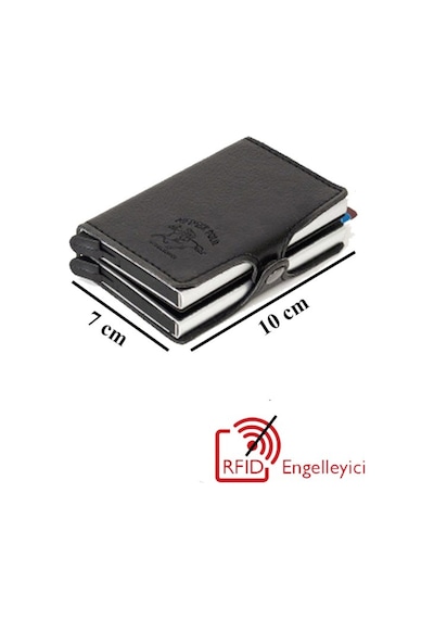 Adelina Bags Adelina Çift Alüminyum Mekanizmalı Erkek Kartlık 7x10 CM - Siyah