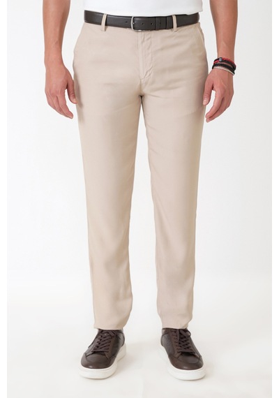 Comfort Fit Yan Cepli Pamuklu Bej Pantolon P 1225