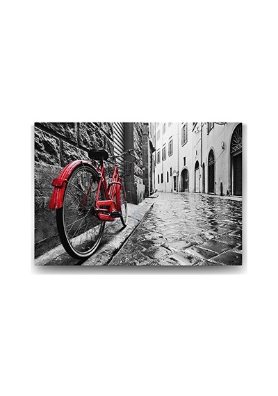 Dar Sokakta Kırmızı Bisiklet Tablosu - 90x60cm