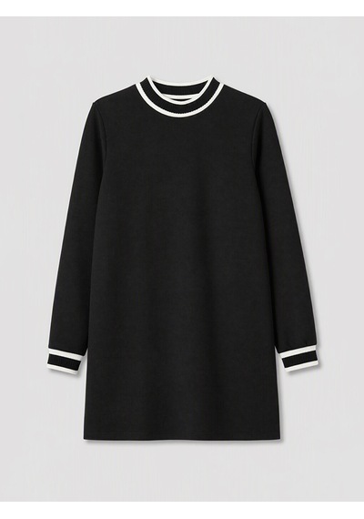 Lcw Everyday Siyah Şerit Detaylı Soft Touch Kadın Sweatshirt Tunik