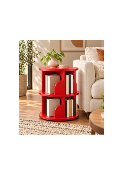 Kitaplık Raflı Komodin Yan Sehpa Çok Amaçlı Düzenleyici Modüler Kitaplık 70x45 Cm Kırmızı - 938874604 Kırmızı