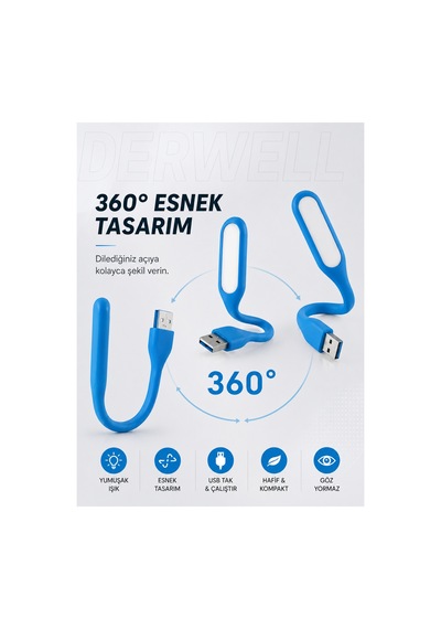 Esnek Usb Led Lamba Powerbank Laptop Ve Pc İçin Taşınabilir Gece Lambası Ve Kitap Okuma