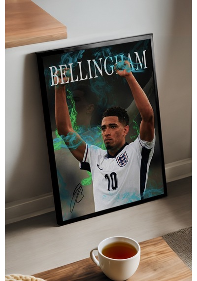 Jude Bellingham Siyah Ahşap Çerçeveli Poster, Dekoratif Futbol Duvar Tablosu